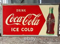 Large Vintage SST Coca-Cola Sign 32 x 56 Inches Made In USA