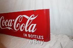 Large Vintage c. 1950 Coca Cola In Bottles Soda Pop 44 Porcelain Metal Sled Sign
