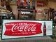 Large Vintage c. Coca Cola Fishtail Soda Pop Gas Station 54 Metal Sign