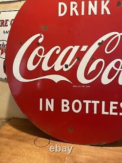 Lg. Original & Authentic''drink Coca-cola'' Double Sided Porcelain Sign 30 Inch