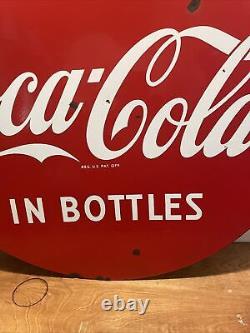 Lg. Original & Authentic''drink Coca-cola'' Double Sided Porcelain Sign 30 Inch