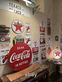 Lg. Original & Authentic''drink Coca-cola'' Double Sided Porcelain Sign 30 Inch