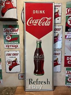 Lg. Original'' Drink Coca Cola'' Metal Sign 54x18 Inch Marked Robertson 4-51