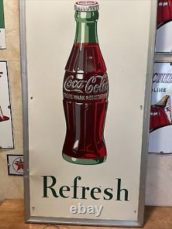 Lg. Original'' Drink Coca Cola'' Metal Sign 54x18 Inch Marked Robertson 4-51