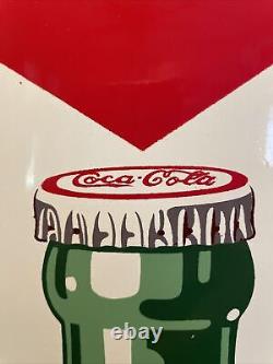 Lg. Original'' Drink Coca Cola'' Metal Sign 54x18 Inch Marked Robertson 4-51