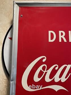 Lg. Original'' Drink Coca Cola'' Metal Sign 54x18 Inch Marked Robertson 4-51