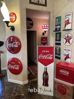 Lg. Original'' Drink Coca Cola'' Metal Sign 54x18 Inch Marked Robertson 4-51