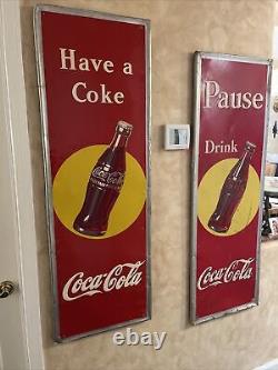 Lg. Original'' Drink Coca Cola'' Metal Sign 54x18 Inch Marked Robertson 4-51