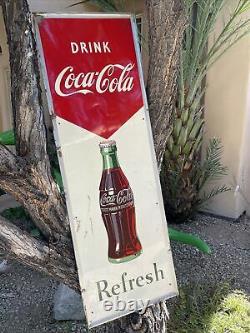 Lg. Original'' Drink Coca Cola'' Metal Sign 54x18 Inch Marked Robertson 6-57