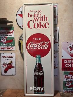 Lg. Original''drink Coca Cola'' Metal Sign 54x18 Inch Marked M-c-a 2414