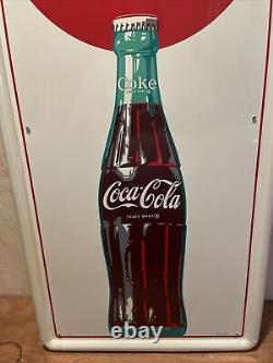 Lg. Original''drink Coca Cola'' Metal Sign 54x18 Inch Marked M-c-a 2414