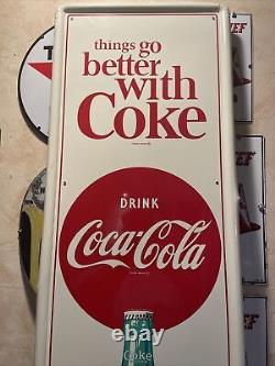 Lg. Original''drink Coca Cola'' Metal Sign 54x18 Inch Marked M-c-a 2414