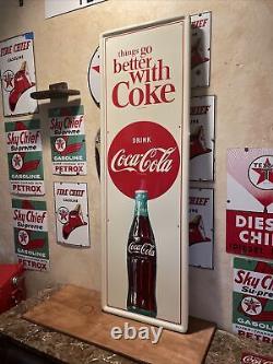 Lg. Original''drink Coca Cola'' Metal Sign 54x18 Inch Marked M-c-a 2414