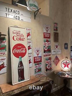Lg. Original''drink Coca Cola'' Metal Sign 54x18 Inch Marked M-c-a 2414