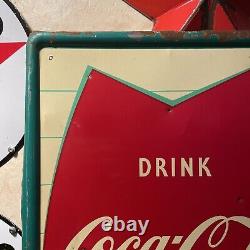 Lg. Original''drink Coca Cola'' Metal Sign 54x18 Inch Marked Robertson 009