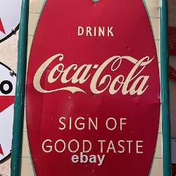 Lg. Original''drink Coca Cola'' Metal Sign 54x18 Inch Marked Robertson 009