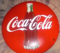 Look Look Look 24 Vintage Coca-cola Button Painted Metal Sign