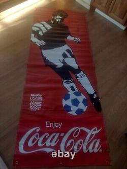 MASSIVE VINTAGE COCA COLA FIFA 94 Soccer WORLD CUP Advertising Banner 8' Sign