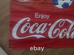 MASSIVE VINTAGE COCA COLA FIFA 94 Soccer WORLD CUP Advertising Banner 8' Sign