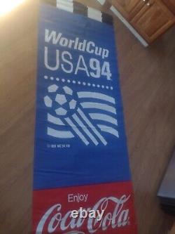 MASSIVE VINTAGE COCA COLA FIFA 94 Soccer WORLD CUP Advertising Banner 8' Sign