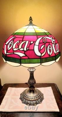 MAY SALE! RARE! NEW Coca Cola Real Stained Glass Lamp NOB! COLLECTIBLE MINT