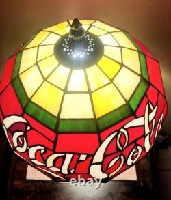 MAY SALE! RARE! NEW Coca Cola Real Stained Glass Lamp NOB! COLLECTIBLE MINT