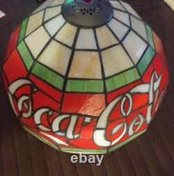 MAY SALE! RARE! NEW Coca Cola Real Stained Glass Lamp NOB! COLLECTIBLE MINT