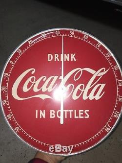 Man Cave Collector's Vintage 1950's DRINK IN BOTTLES Coca-Cola SIGN Thermometer
