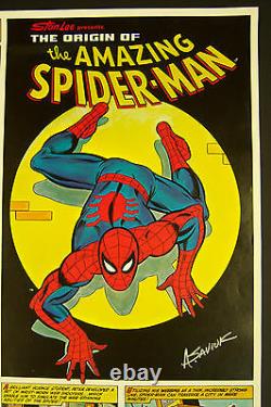 Marvel Origin of Amazing Spider-Man Coca-Cola poster signed by ALEX SAVIUK