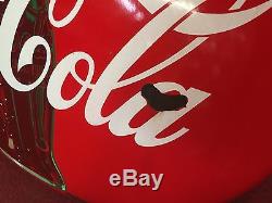 Mid Century Coca Cola COKE Porcelain 36 Vintage Advertising Sign Watch Video