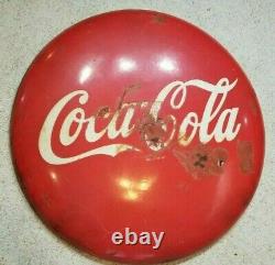 Mid Century Coca Cola Original 36 Porcelain Button Round Sign