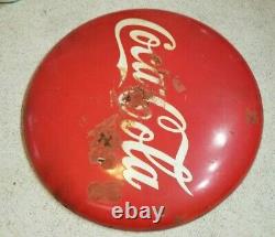Mid Century Coca Cola Original 36 Porcelain Button Round Sign