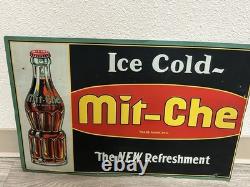 Mit-Che Soda Original Embossed Tin Sign RARE ORIGINAL