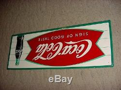 NEAR MINT 1966 Vintage COCA COLA FISHTAIL & BOTTLE Old Original Tin Sign