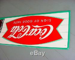 NEAR MINT 1966 Vintage COCA COLA FISHTAIL Old Original 32x10 inch Tin Sign
