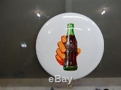 NICE 16 INCH COCA COLA BUTTON SODA SIGN NOT PORCELAIN 1950s OR 60s