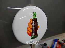 NICE 16 INCH COCA COLA BUTTON SODA SIGN NOT PORCELAIN 1950s OR 60s