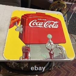 NICE! Original 1940 Coca-Cola Fountain Double-Sided Porcelain Hanging sign 26