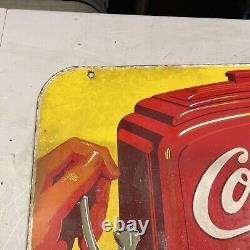 NICE! Original 1940 Coca-Cola Fountain Double-Sided Porcelain Hanging sign 26