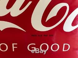 NOS 1966 Coca Cola Fishtail Bottle Tin Sign