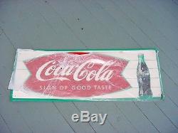 NOS NEAR MINT 1966 Vintage COCA COLA FISHTAIL & BOTTLE Old Original Tin Sign