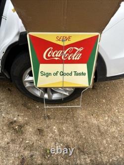 Near Mint Attic Fresh 1950s Original Vintage Coca Cola Sign, Rack Sign
