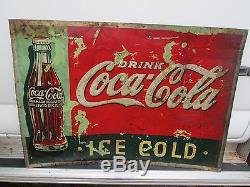 Neat Old and Original 1920's Coca Cola Sign, Old Coke Sign