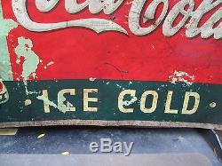 Neat Old and Original 1920's Coca Cola Sign, Old Coke Sign