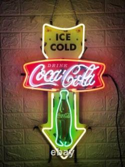 New Ice Cold Drink Coca Cola Arrow Light Neon Sign 24 With HD Vivid Printing