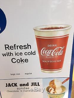 New Old Stock Dairy Queen Coca Cola Cup Sign