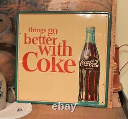 Nice Vtg Things Go Better with Coke Coca Cola Sign Robertson #746 1964 EXC/NM