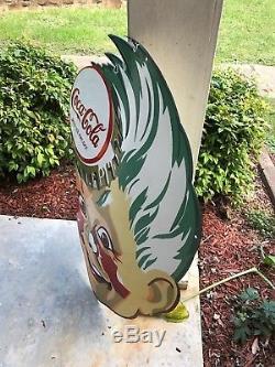 OLD COCA COLA SPRITE BOY LARGE HEAVY PORCELAIN SIGN, 39x 30 RARE, GREAT COND