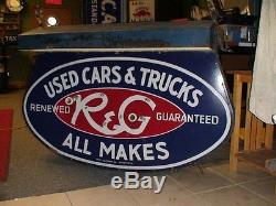OLD Ford Renewed and guaranteed used car porcelain neon sign from 1930's R&G