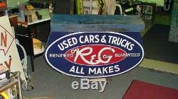 OLD Ford Renewed and guaranteed used car porcelain neon sign from 1930's R&G